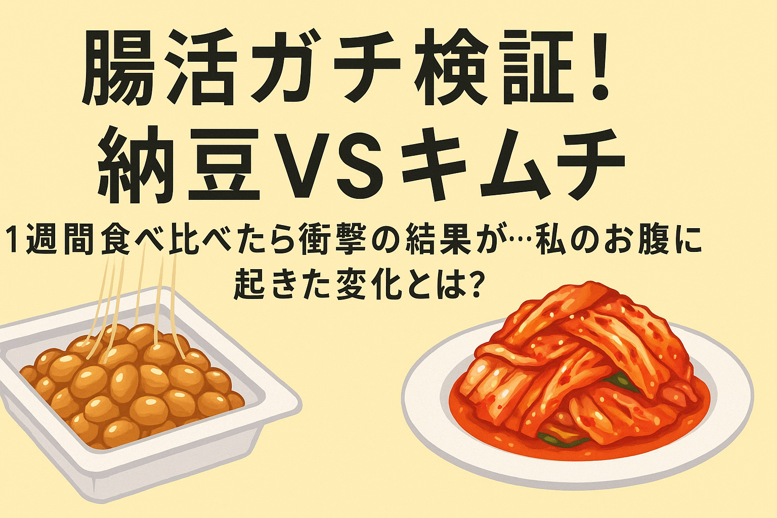 腸活ガチ検証！納豆VSキムチ、1週間食べ比べたら衝撃の結果が…！私のお腹に起きた変化とは？